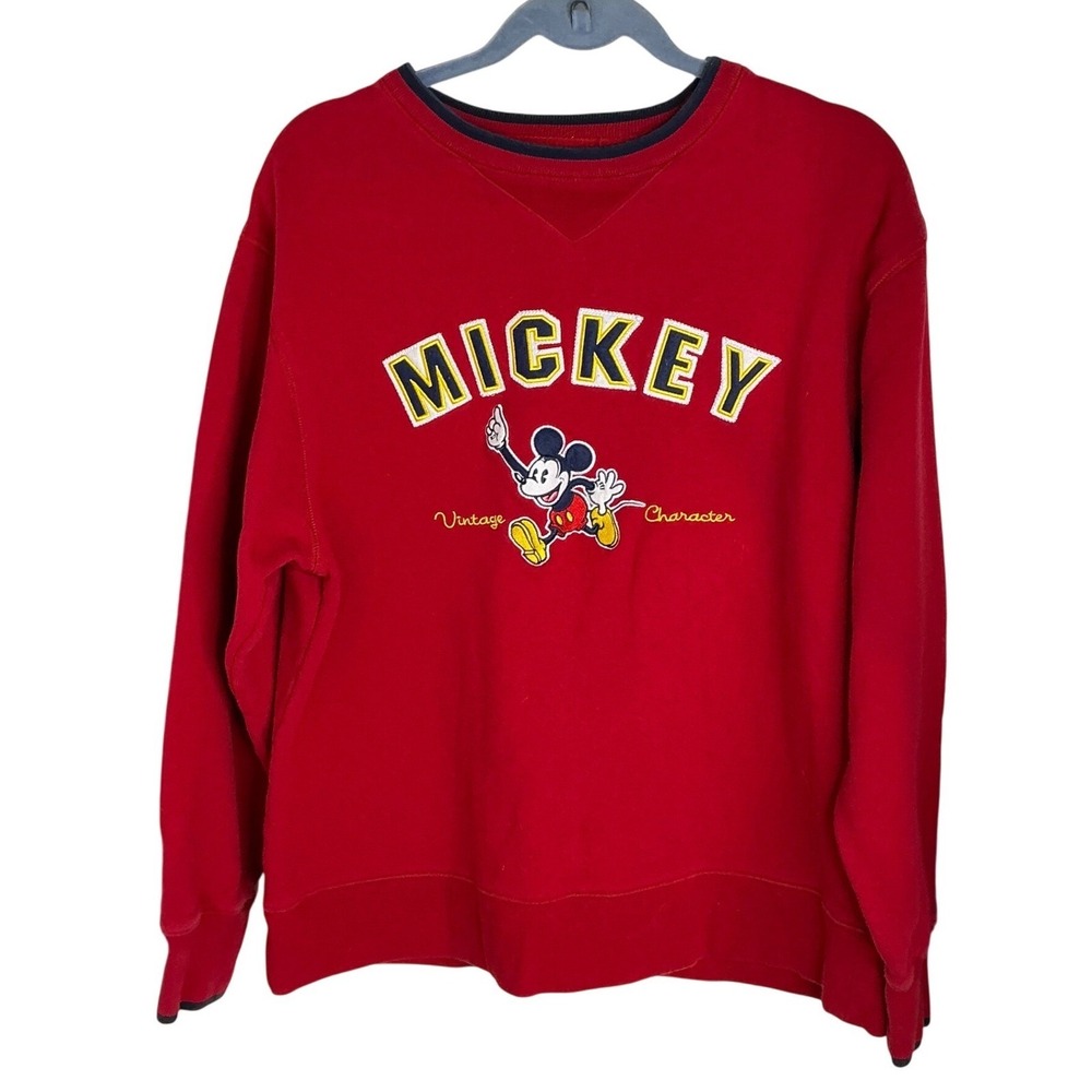 Vintage Mickey Mouse Red Sweatshirt Women's s Size M Walt Disney World